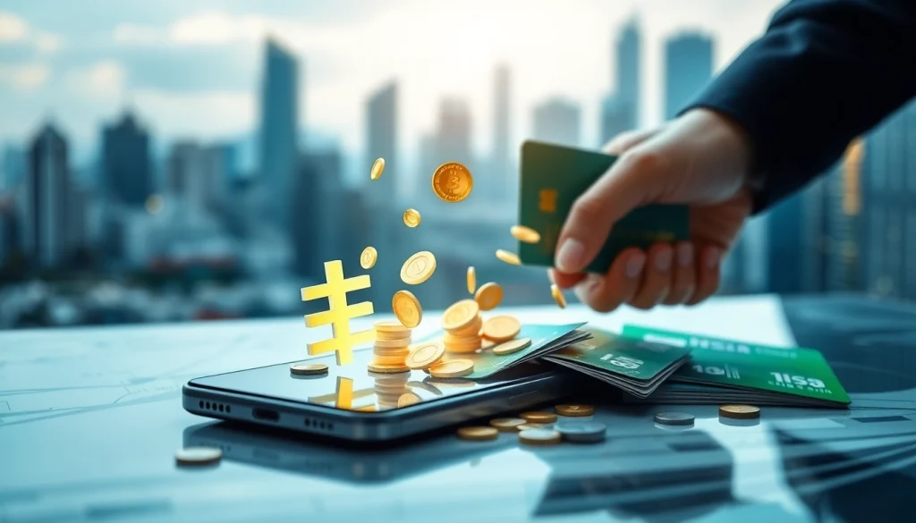 카드깡 현금화 과정을 나타내는 전문적인 금융 거래 장면입니다.