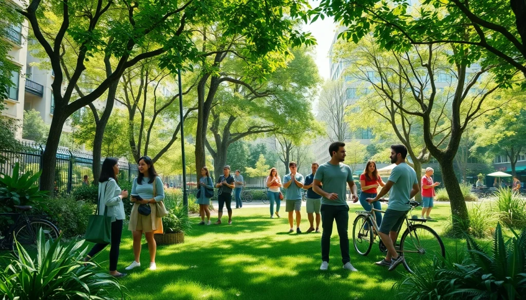 Engage with sustainability stories at https://www.unsustainablemagazine.com in a vibrant park setting.