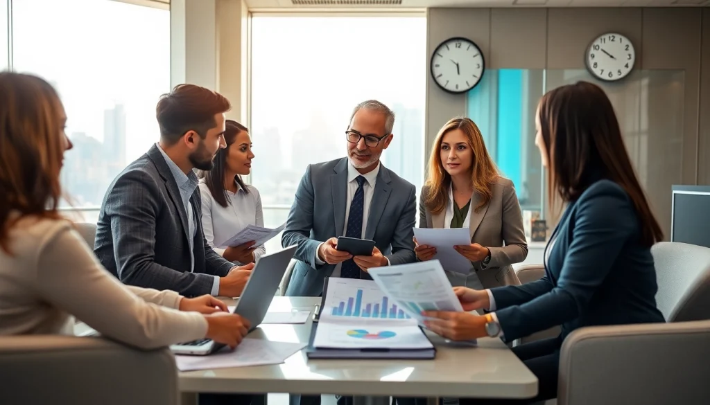 Engaging wealth management San Antonio consultation session with a diverse group in a modern office.