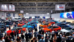 Showcasing innovation and excitement at the Auto Cars Show with diverse vehicles and engaging spectators.