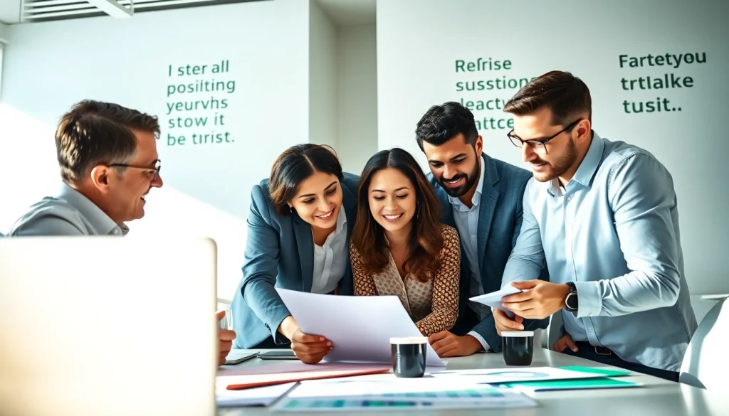 Quickplus Business Consultants team collaborating in a modern office setting.