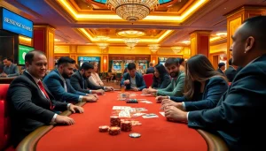 Menggambarkan momen menang di luxury333 dengan suasana kasino yang berkelas.