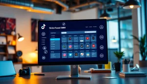 Showcasing a TikTok SMM panel on a vibrant computer screen in a modern office.