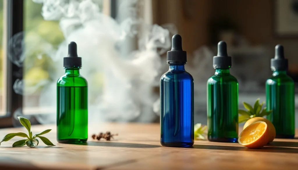 Genießen Sie hochwertigen liquid aus stilvollen Flaschen auf einem Tisch.