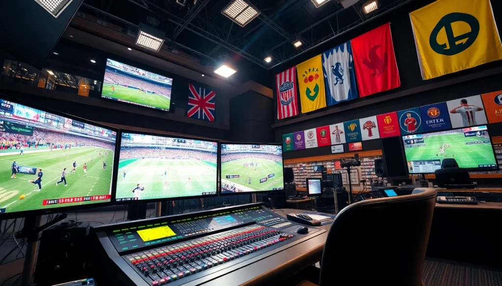 스포츠중계에서 다양한 경기를 실시간으로 방송하는 스튜디오 모습.