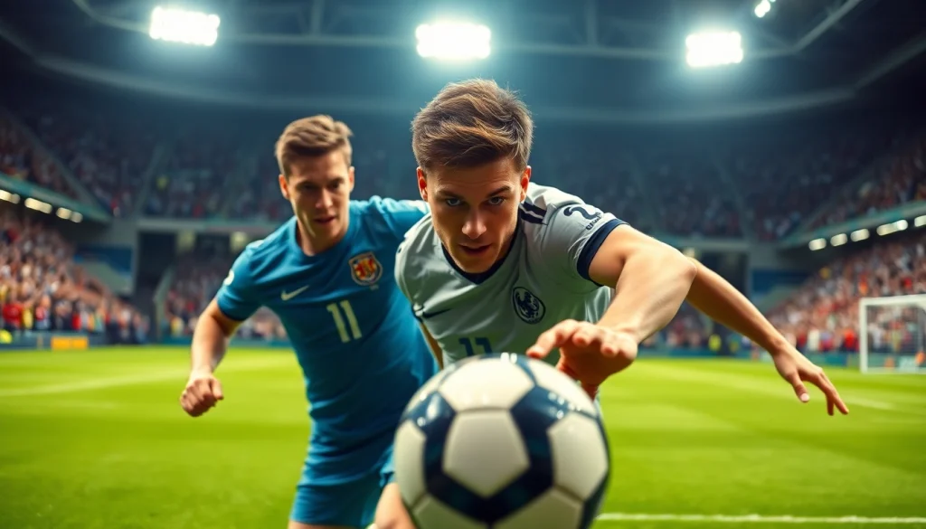 Harry Maguire competes fiercely in a soccer match at https://diknews.co.uk/harry-maguire/ showcasing his athleticism.