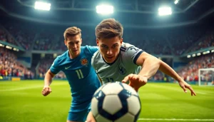 Harry Maguire competes fiercely in a soccer match at https://diknews.co.uk/harry-maguire/ showcasing his athleticism.