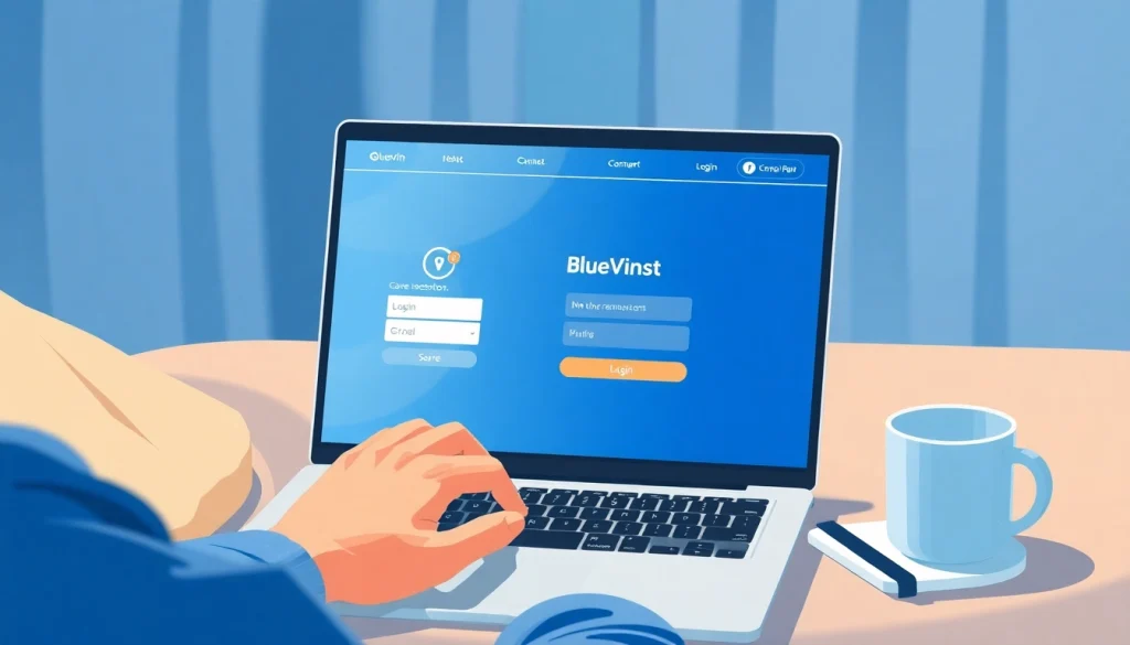 Securely access the BlueVine login page on a laptop in a comfortable workspace.