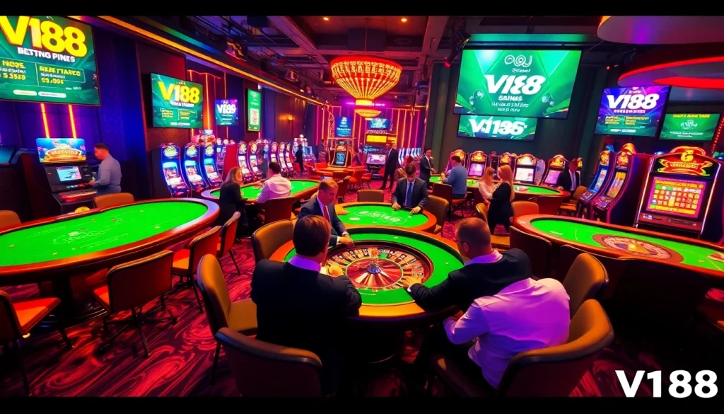 Experience the excitement of casino gaming at vn88 with vibrant tables and engaged players.