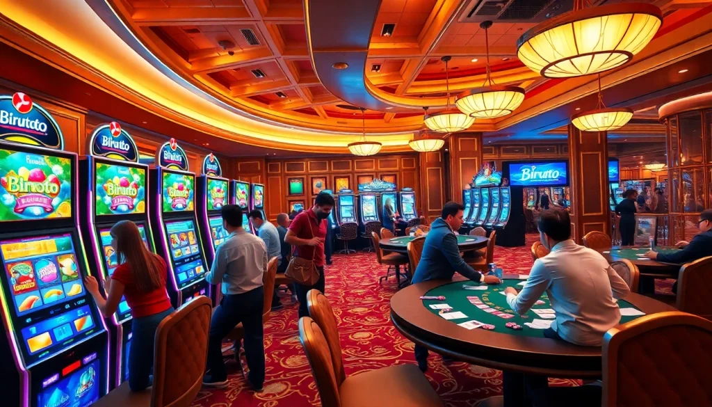 Players enjoy engaging slot games at Birutoto's vibrant casino, filled with excitement and winning potential.