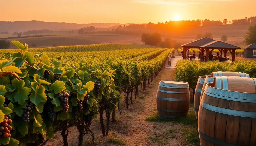 Experience clarksburg wineries with picturesque vineyard views during sunset.