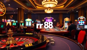 Experience thrilling gameplay and excitement at rr 88 casino tables, featuring vibrant slot machines and roulette wheels.