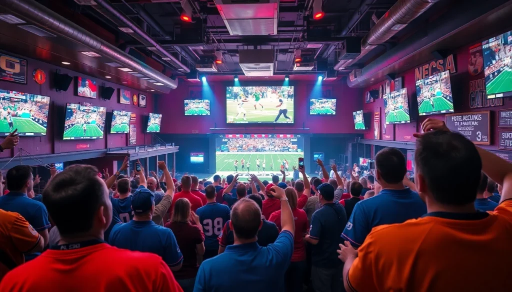 Exciting sports betting Georgia scene featuring fans celebrating a game.