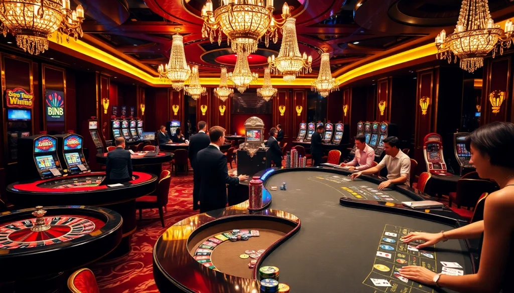 Experience the excitement of Bin88 casino with vibrant tables, engaging dealers, and thrilling games.