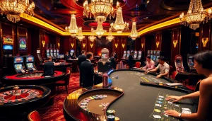 Experience the excitement of Bin88 casino with vibrant tables, engaging dealers, and thrilling games.