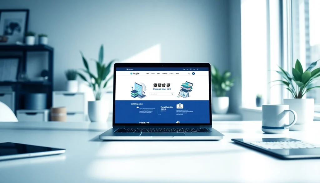 快连官网 interface displayed on a modern laptop in a professional workspace.