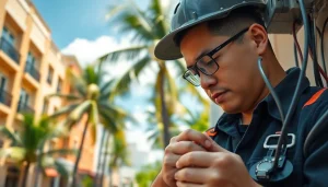 Hands-on electrician apprenticeship hawaii training in an urban Hawaiian setting.