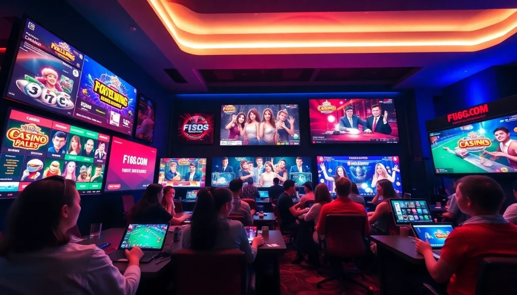 Experience thrilling online gaming at F168.COM with exciting game displays and vibrant atmosphere.