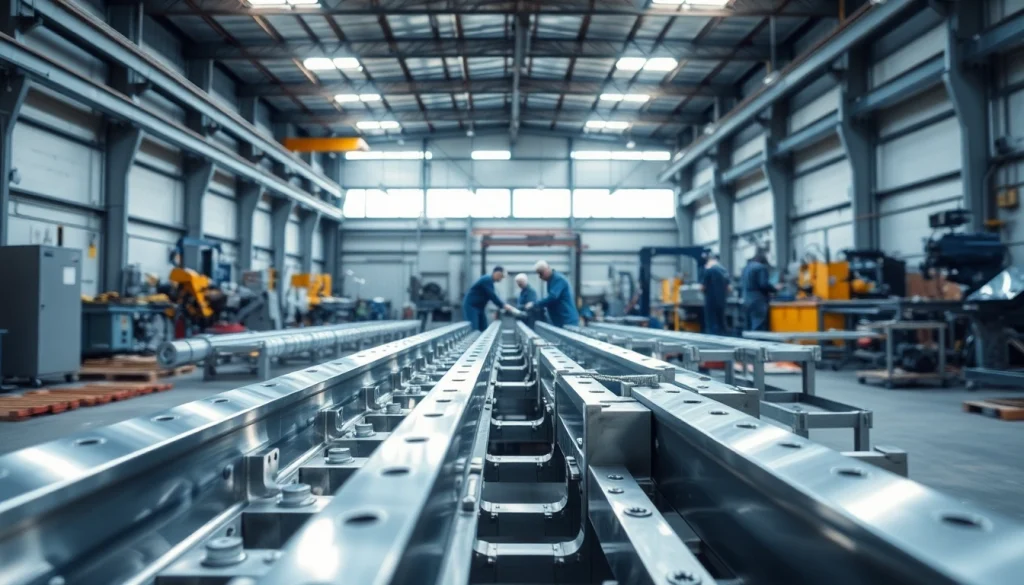 Workers fabricating metal in a professional steel fabrication shop with advanced machinery and tools.