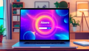 Effortlessly access your Atera login page on a sleek laptop screen in a modern office.