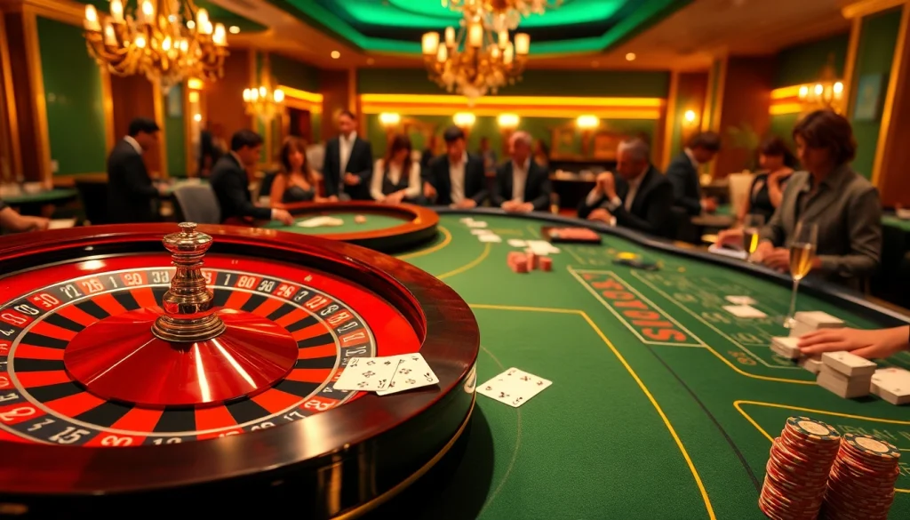 Experience the thrill of gaming with exclusive tables at https://s88.works/, featuring poker chips and a roulette wheel.