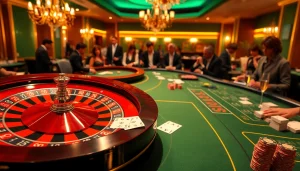 Experience the thrill of gaming with exclusive tables at https://s88.works/, featuring poker chips and a roulette wheel.