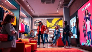 Explore the latest collections at the RageOff online shop featuring stylish apparel in a vibrant retail setting.