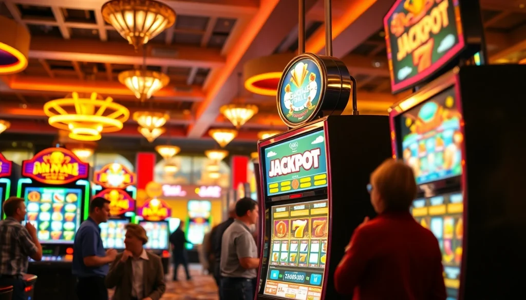 Menampilkan pemain bersemangat saat memenangkan slot bet 50 dengan jackpot menarik di kasino.