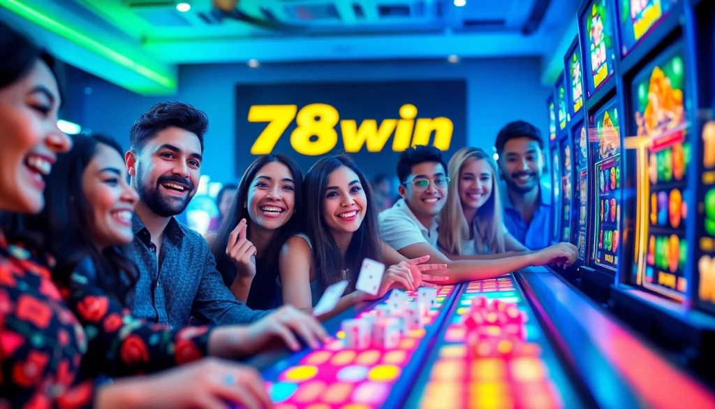 Engaged players enjoying online gaming experiences on 78win.com, showcasing excitement and modern technology.