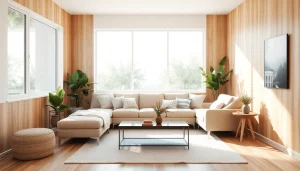 Stylish living room with peel & stick wall paneling enhancing its cozy ambiance.