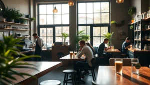 Cannabis Coffee Shop Madrid accueillant avec un barista préparant des boissons infusées au cannabis.