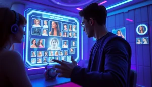 Engaging user with a customizable NSFW character in a futuristic virtual chatroom.