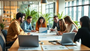 Visual representation of business growth insights during a vibrant team collaboration session.