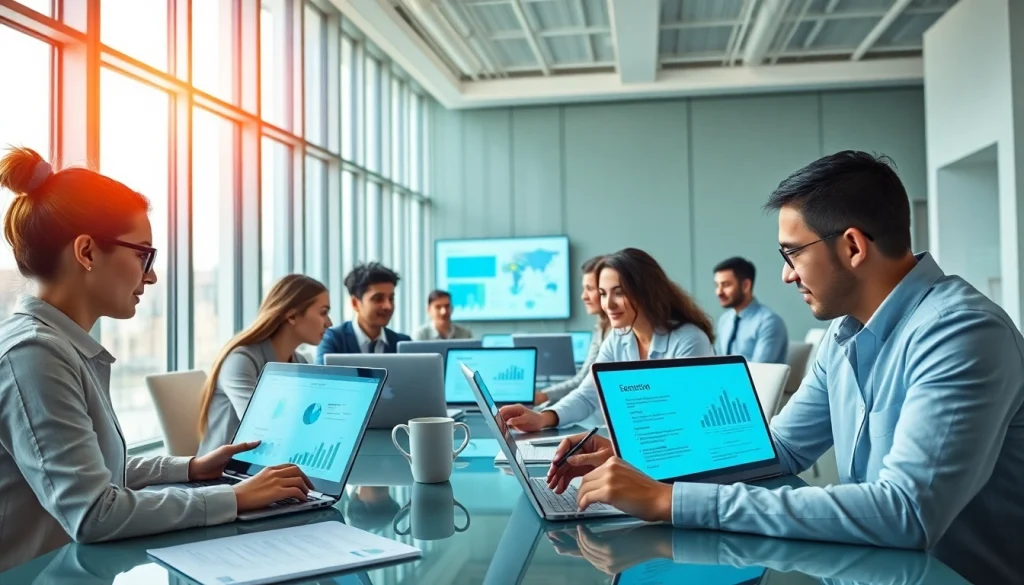 专业团队在现代办公环境中使用 WPS Office 软件