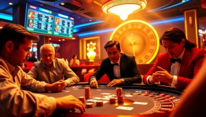 Experience the thrill of casino gaming with Man88 at an intense poker table.