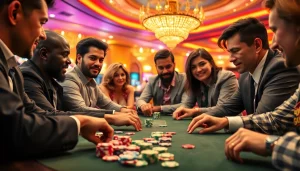 etrafli 1win oyun reyi ilə dolu poker masa, yüksək gərginlikdə oyunçularla doludur.
