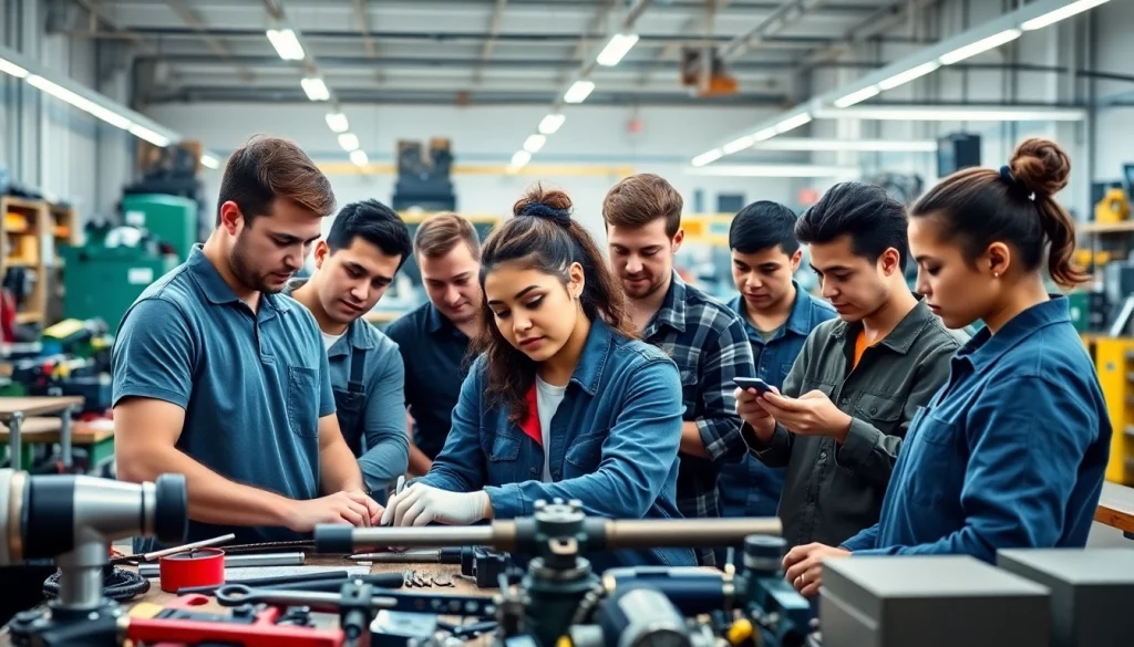 Students learning practical skills at a Trade School In Tennessee focused on hands-on training.