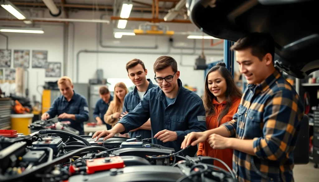 Students practicing skills at a Trade School In Tennessee workshop showcasing hands-on learning.