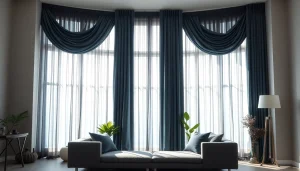 Verduisterende gordijnen creëren een elegante en gezellige sfeer in een moderne kamer.