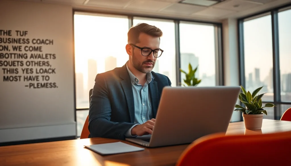 Business coach Los Angeles providing guidance in a bright modern office setting.