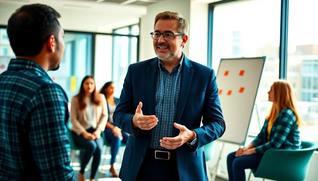 Engaged team learning from a business coach in Los Angeles during an interactive session.