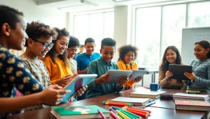 Engaging classroom scene demonstrating the importance of education through collaboration and innovation.