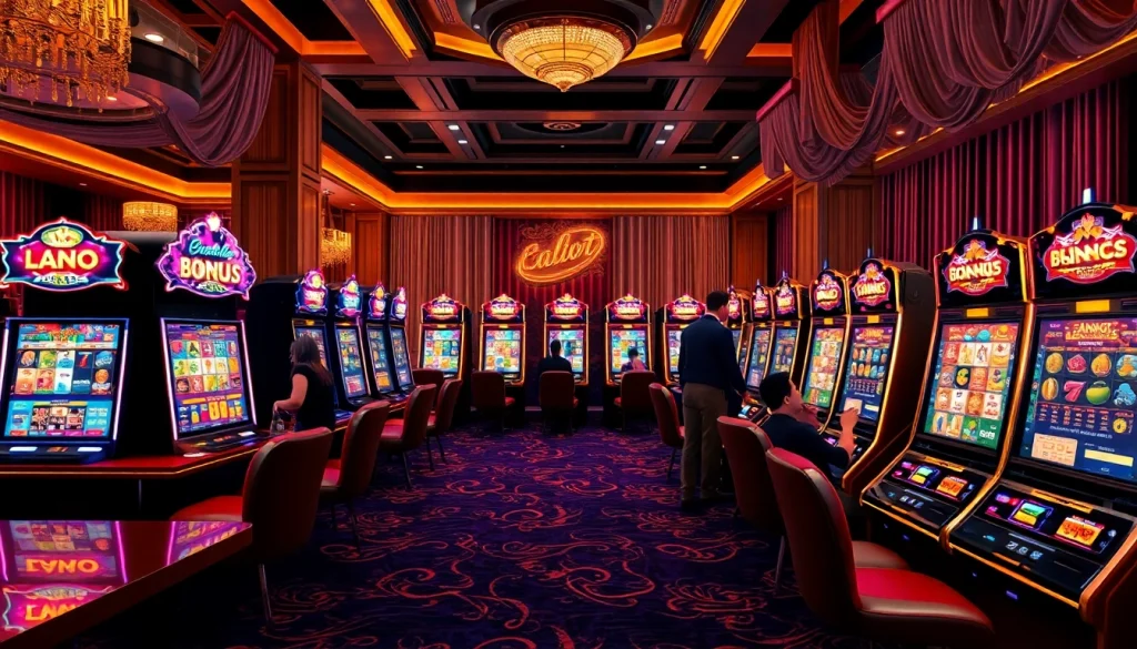 Enjoying a thrilling moment at an idn slot machine in a luxurious casino.