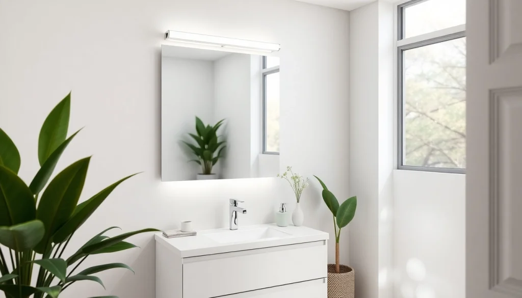 Enhance your space with a modern mirror with Lights, reflecting elegance in your bathroom décor.