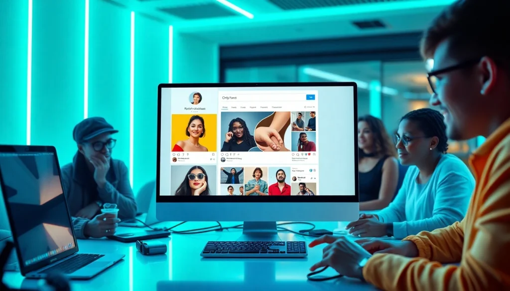Dynamic workspace illustrating onlyfans reverse image search on a futuristic interface.