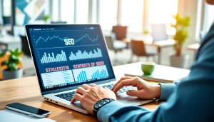 Analyze your website performance with an SEO Rank Tracker tool in a modern workspace.