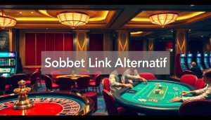 Experience thrilling gameplay at Sbobet link alternatif with vibrant casino tables and players.
