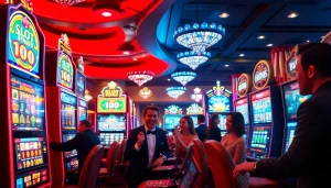 Terlibat dalam permainan seru dengan slot bonus 100 di lingkungan kasino mewah.