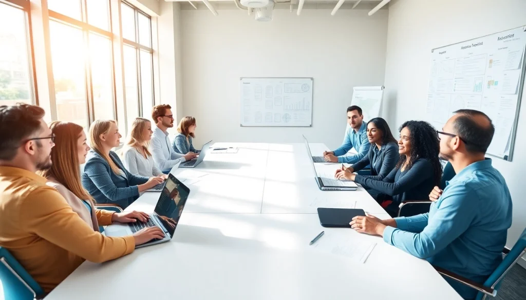 Dynamic team collaborating on Acquisition Planning in an engaging conference setting.