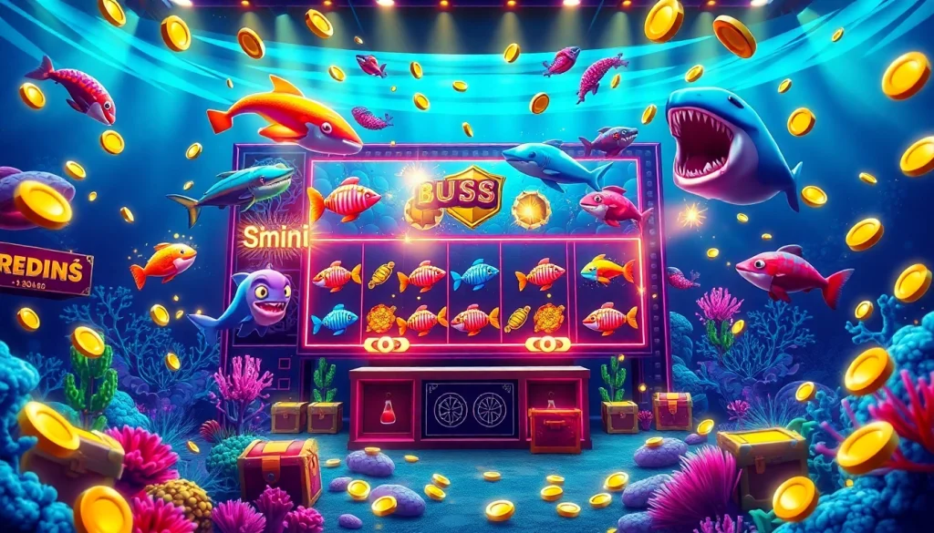 Bắn cá đổi thưởng online showcasing vibrant 3D fish, thrilling graphics, and dynamic gameplay.